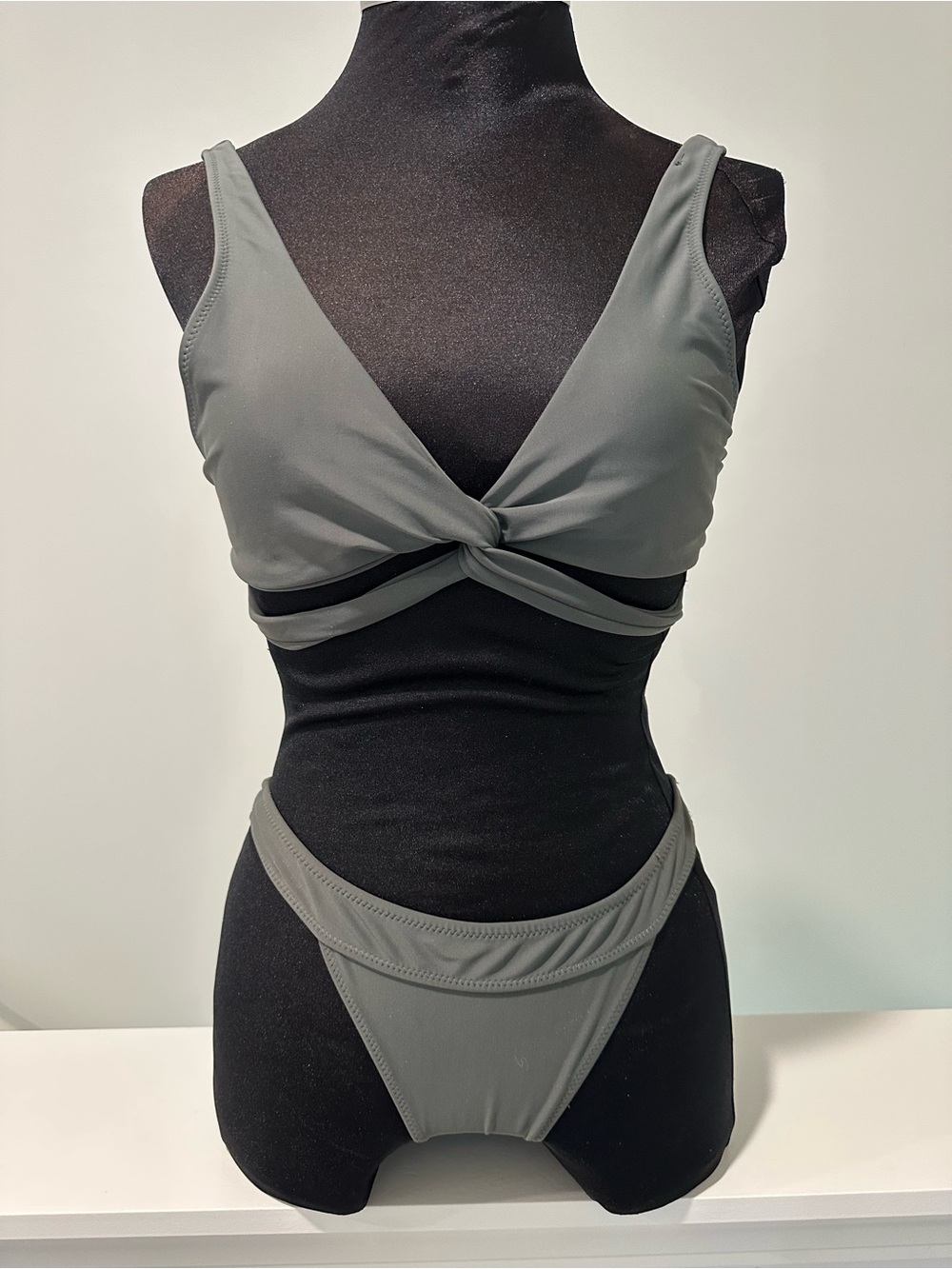 Twist Front Bikini Set in dark green